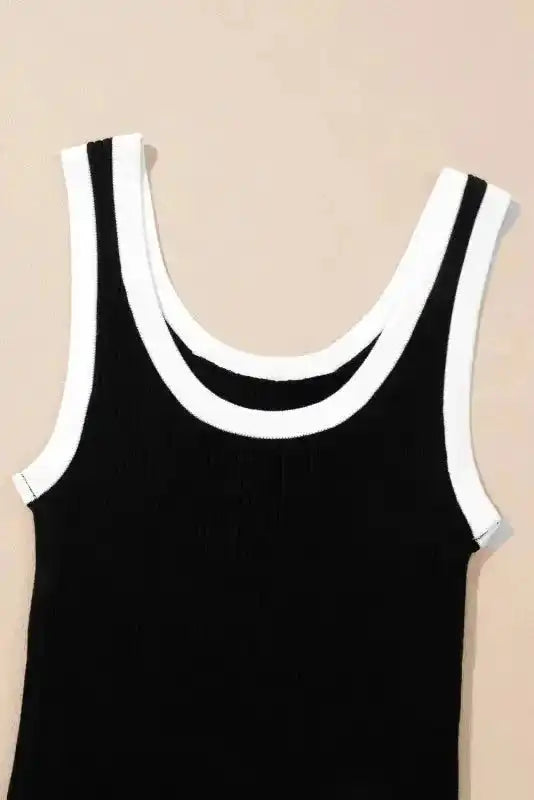Contrast Edge Ribbed Knit Tank Top - Fashionfitz