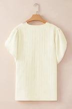Contrast Guipure Lace Plus Blouse - Beige - Fashionfitz