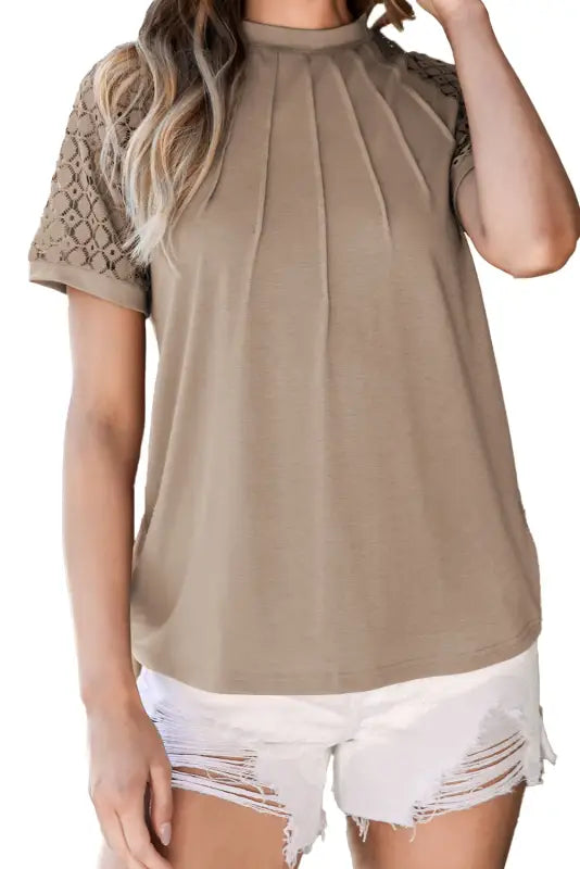 Contrast lace raglan sleeve tee - tops & tees