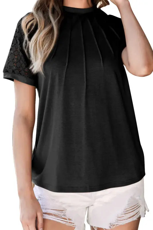 Contrast lace raglan sleeve tee - tops & tees