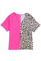 Contrast Leopard Color Block Blouse - Fashionfitz
