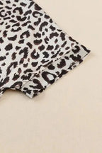 Contrast Leopard Color Block Blouse - Fashionfitz