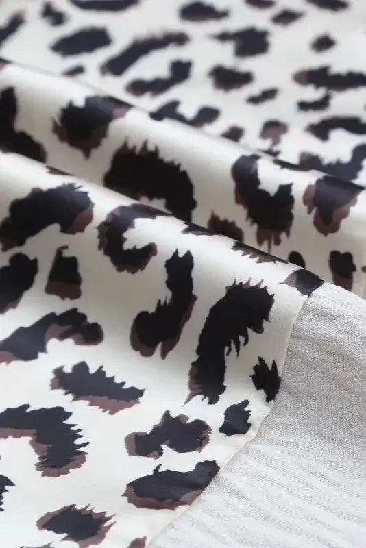 Contrast Leopard Color Block Blouse - Fashionfitz