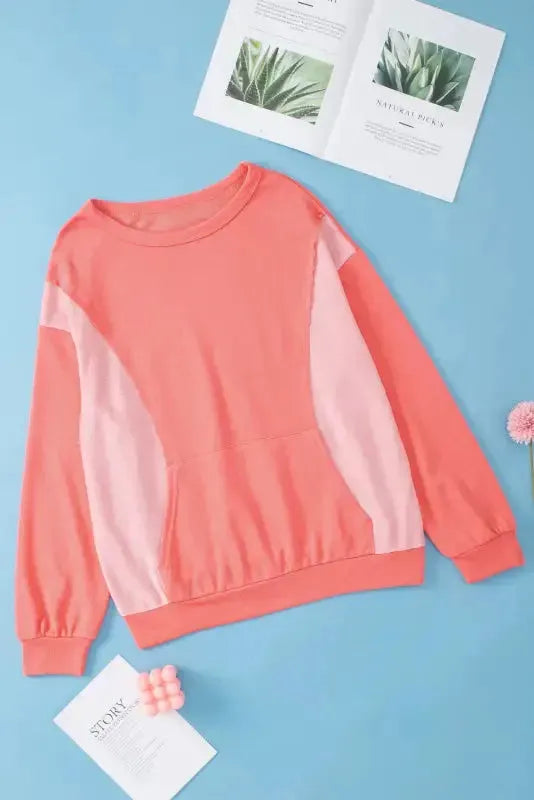 Contrast Patchwork Sweatshirt - Kangaroo Pocket - Fashionfitz