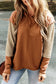 Contrast sleeves patchwork hoodie - chestnut / l / 50% polyester + 50% cotton - hoodies