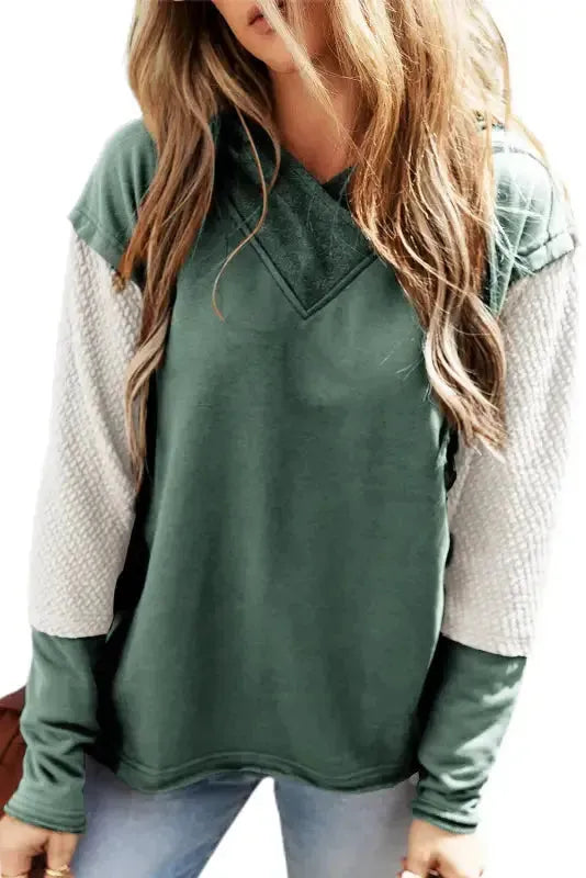 Contrast Sleeves Patchwork Hoodie - Fashionfitz