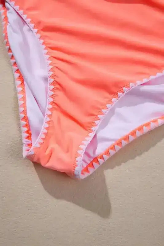 Contrast Trim Ruffled Top Tankini Swimsuit - Fashionfitz