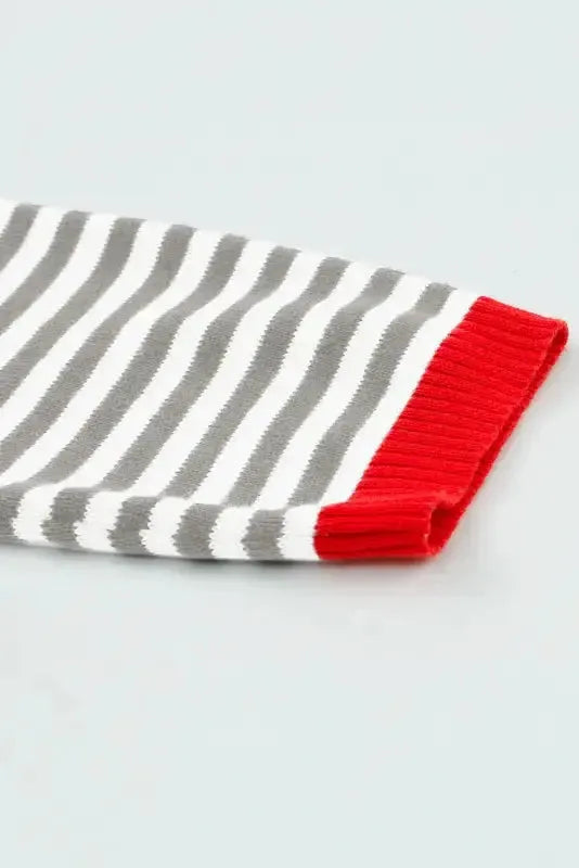 Contrast Trim Striped Baggy Sweater - Fashionfitz