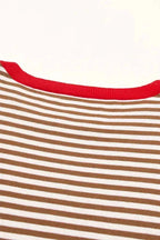 Contrast Trim Striped Baggy Sweater - Fashionfitz