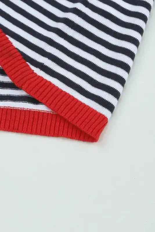 Contrast Trim Striped Baggy Sweater - Fashionfitz