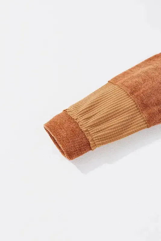 Contrast Waffle Knit Henley Top - Fashionfitz