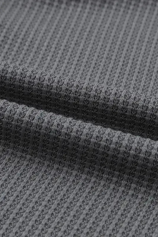 Contrast Waffle Knit Henley Top - Fashionfitz