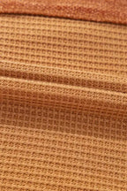 Contrast Waffle Knit Henley Top - Fashionfitz