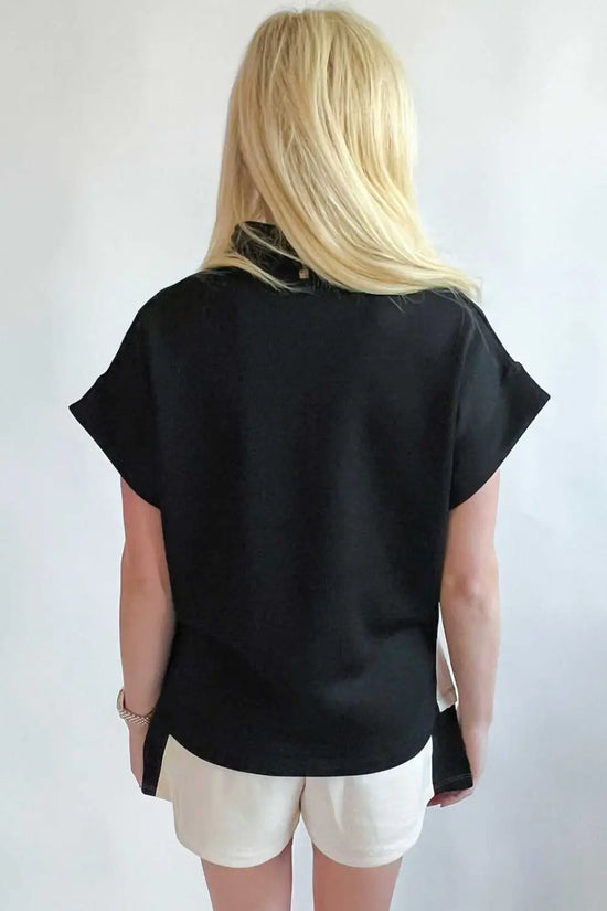 Contrast zipped t-shirt short set - modern casual wear