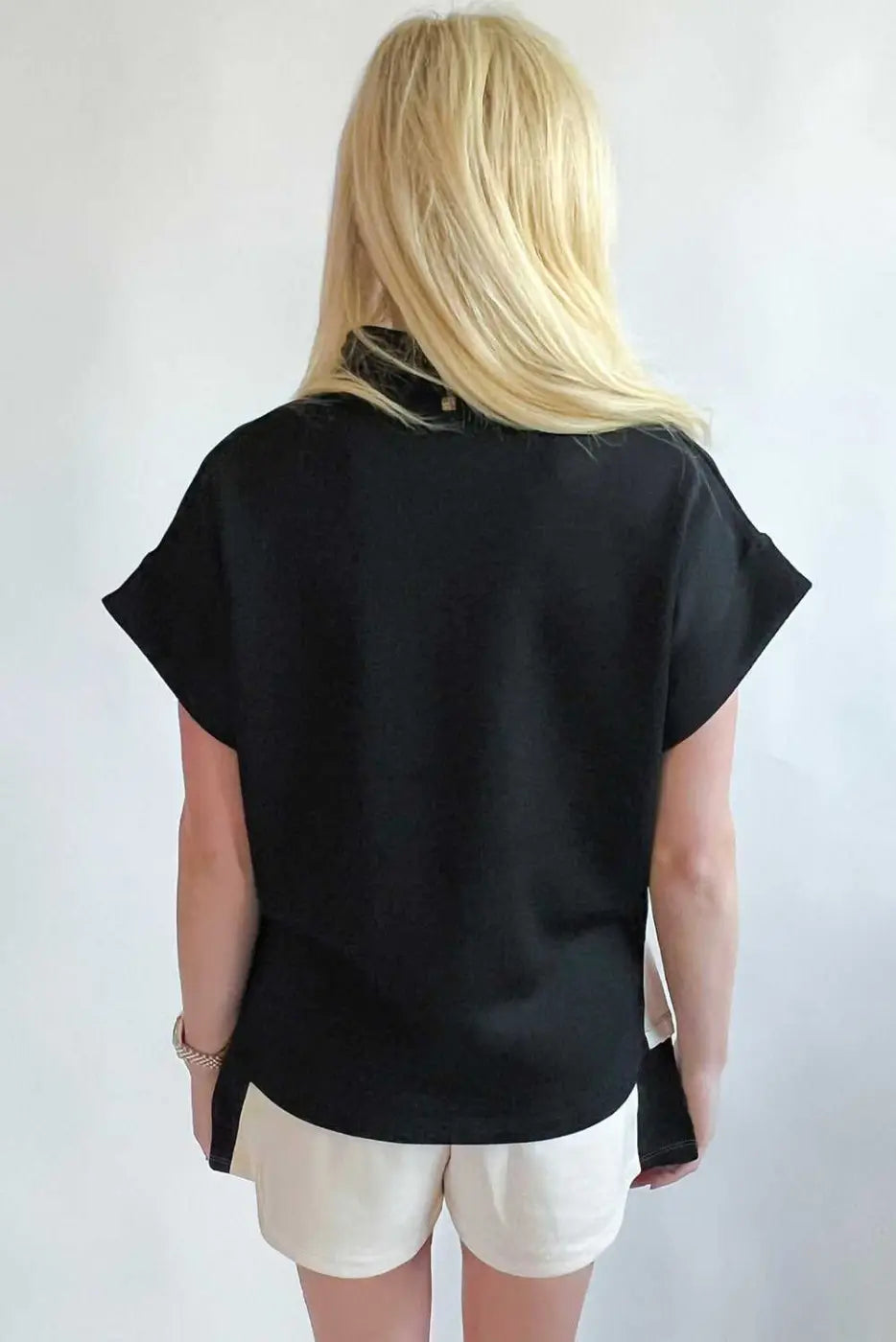 Contrast zipped t-shirt short set - modern casual wear