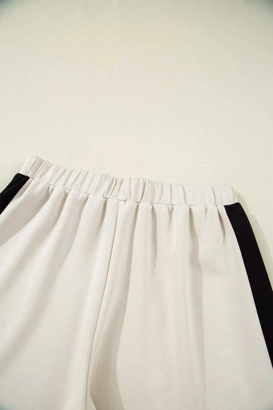 Contrast zipped t-shirt short set - modern casual wear