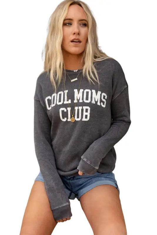 Gray cool moms club drop shoulder sweatshirt - sweatshirts & hoodies