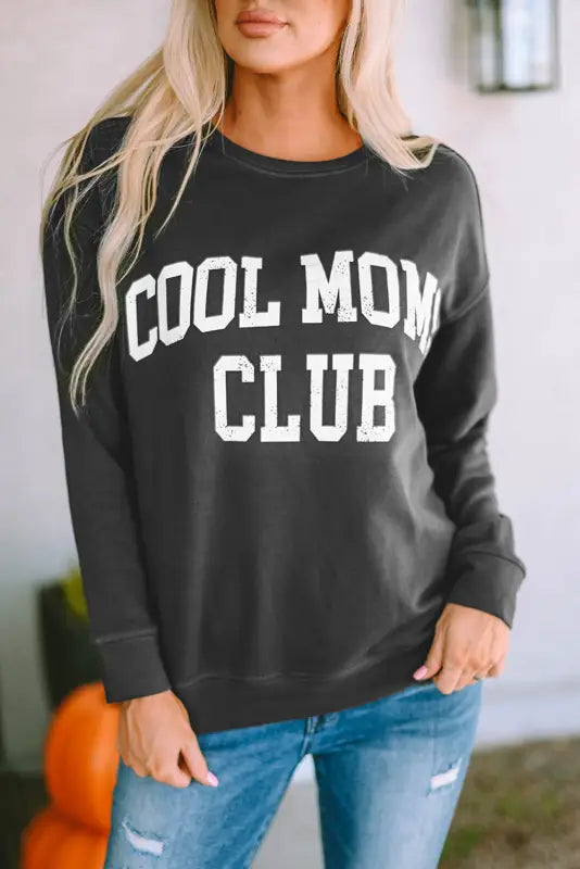 Gray cool moms club drop shoulder sweatshirt - sweatshirts & hoodies