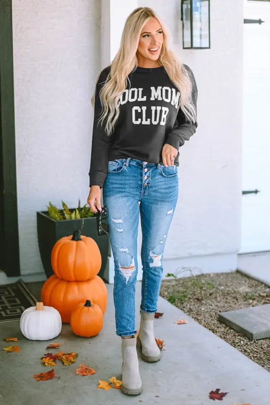 Gray cool moms club drop shoulder sweatshirt - sweatshirts & hoodies