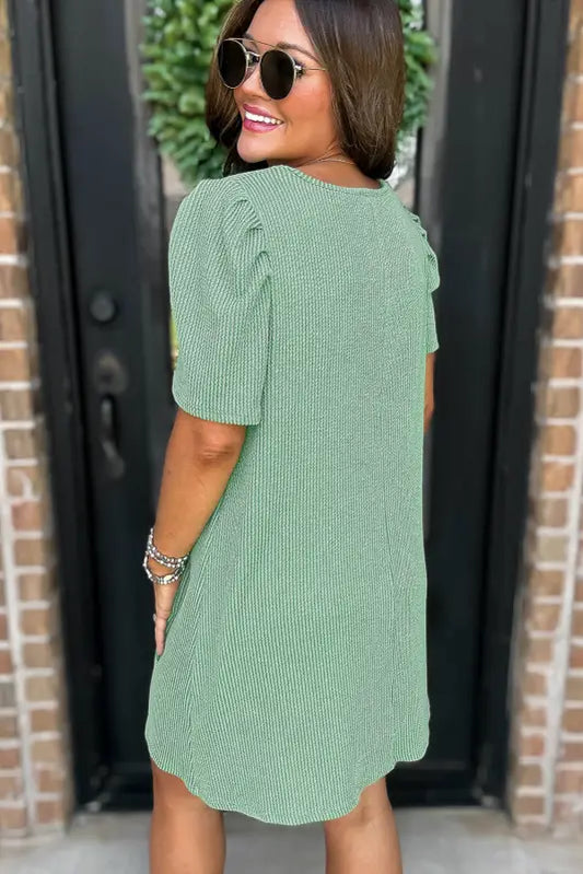 Corded knit mini dress - mint green perfection