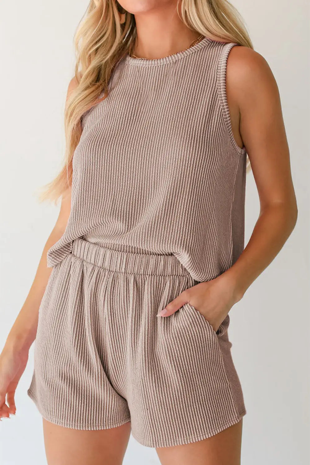 Corded tank top and shorts set - two piece sets