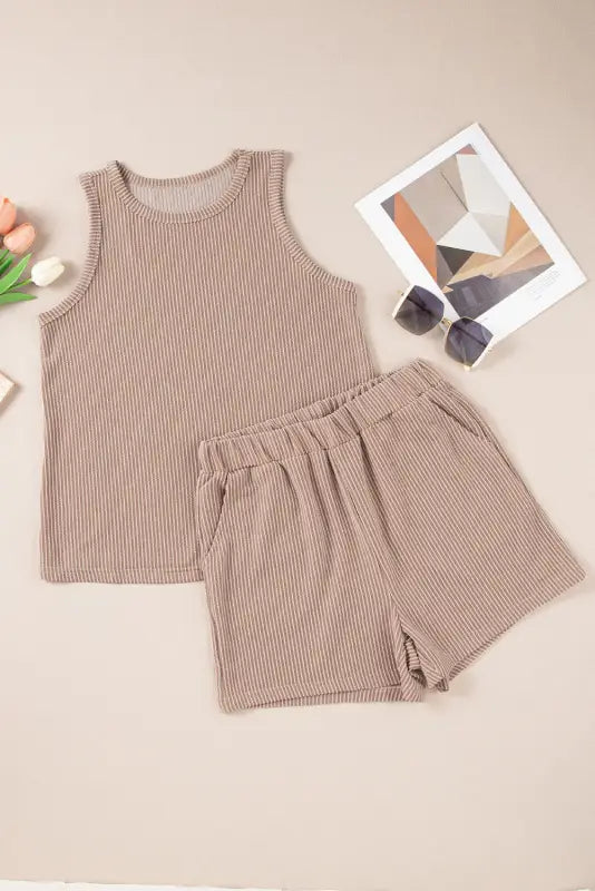 Corded tank top and shorts set - loungewear