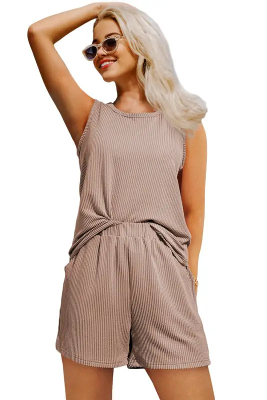 Corded tank top and shorts set - loungewear