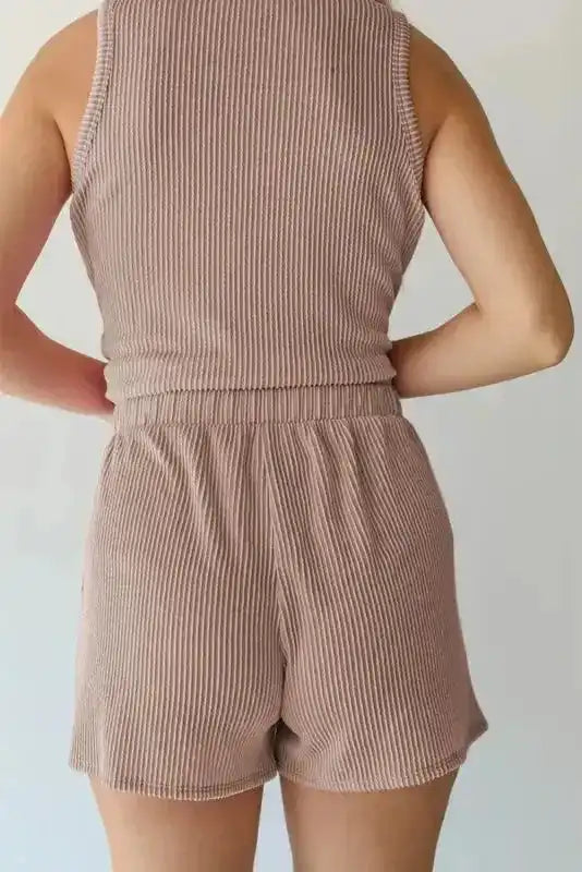 Corded Tank Top and Shorts Set - Fashionfitz