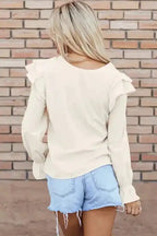 Corduroy Charm Ruffle Blouse - Fashionfitz