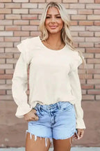 Corduroy Charm Ruffle Blouse - Fashionfitz