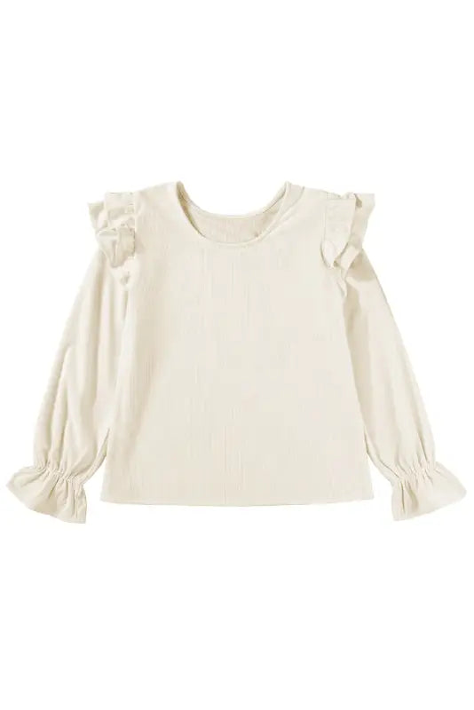 Corduroy charm ruffle blouse - blouses