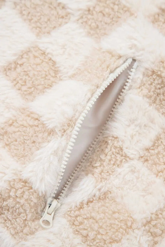 Close-up of a pocket zipper of Corduroy Sherpa Jacket