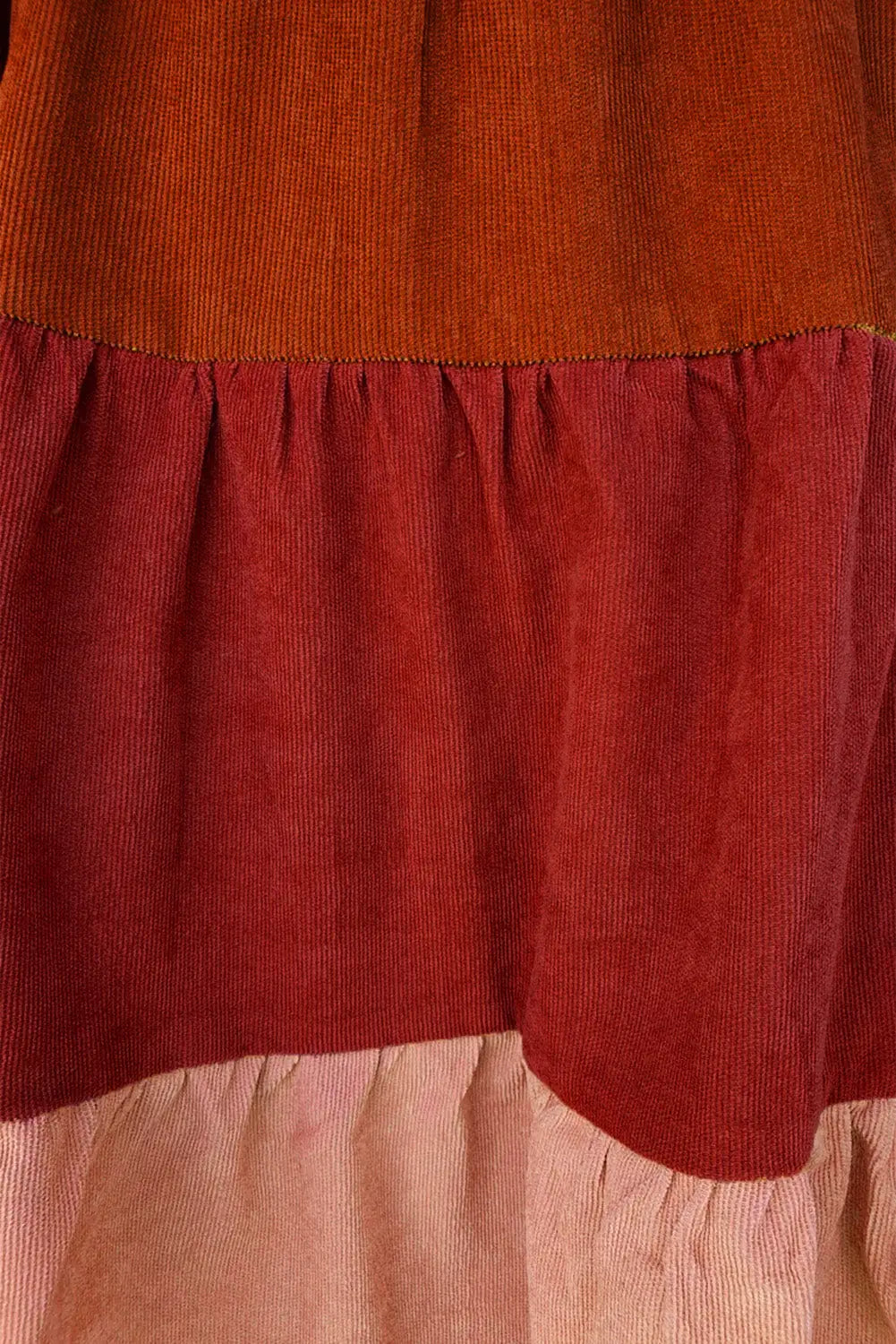 Corduroy striped square neck long sleeve dress - mini dresses