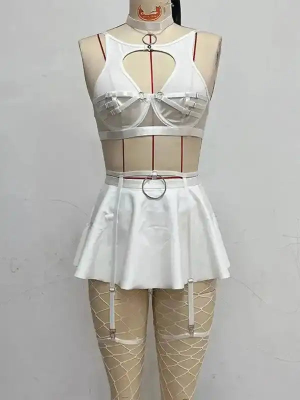 Cosplay Leather Uniform Lingerie - Stockings Included - Fashionfitz