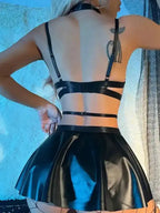 Cosplay Leather Uniform Lingerie - Stockings Included - Fashionfitz