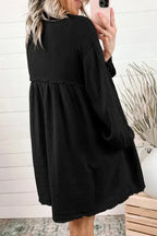 Cotton Crinkle Shirt Dress - Black - Fashionfitz