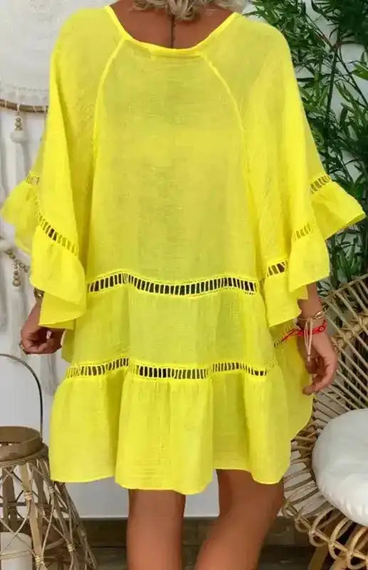 Cotton Linen V-Neck Loose Tunic Top - Fashionfitz