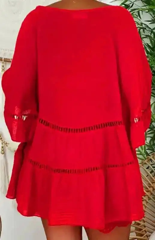 Cotton Linen V-Neck Loose Tunic Top - Fashionfitz