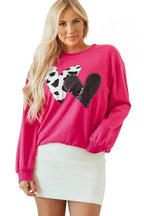 Cow & Sequin Graphic Sweatshirt - Fashionfitz