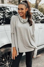 Cowl Neck Shift Tunic Top - Fashionfitz