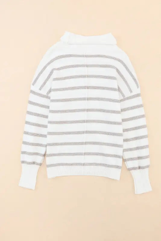 Cowl neck striped print drop shoulder sweater - sweaters & cardigans