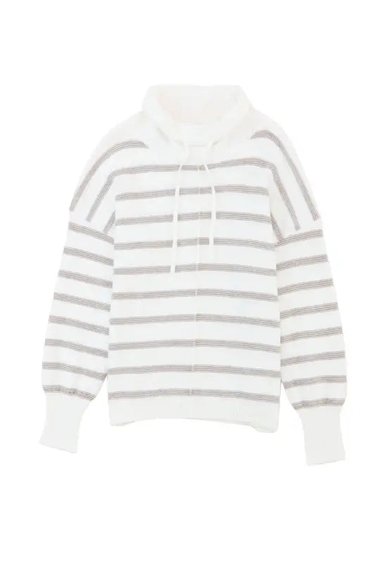 Cowl neck striped print drop shoulder sweater - sweaters & cardigans