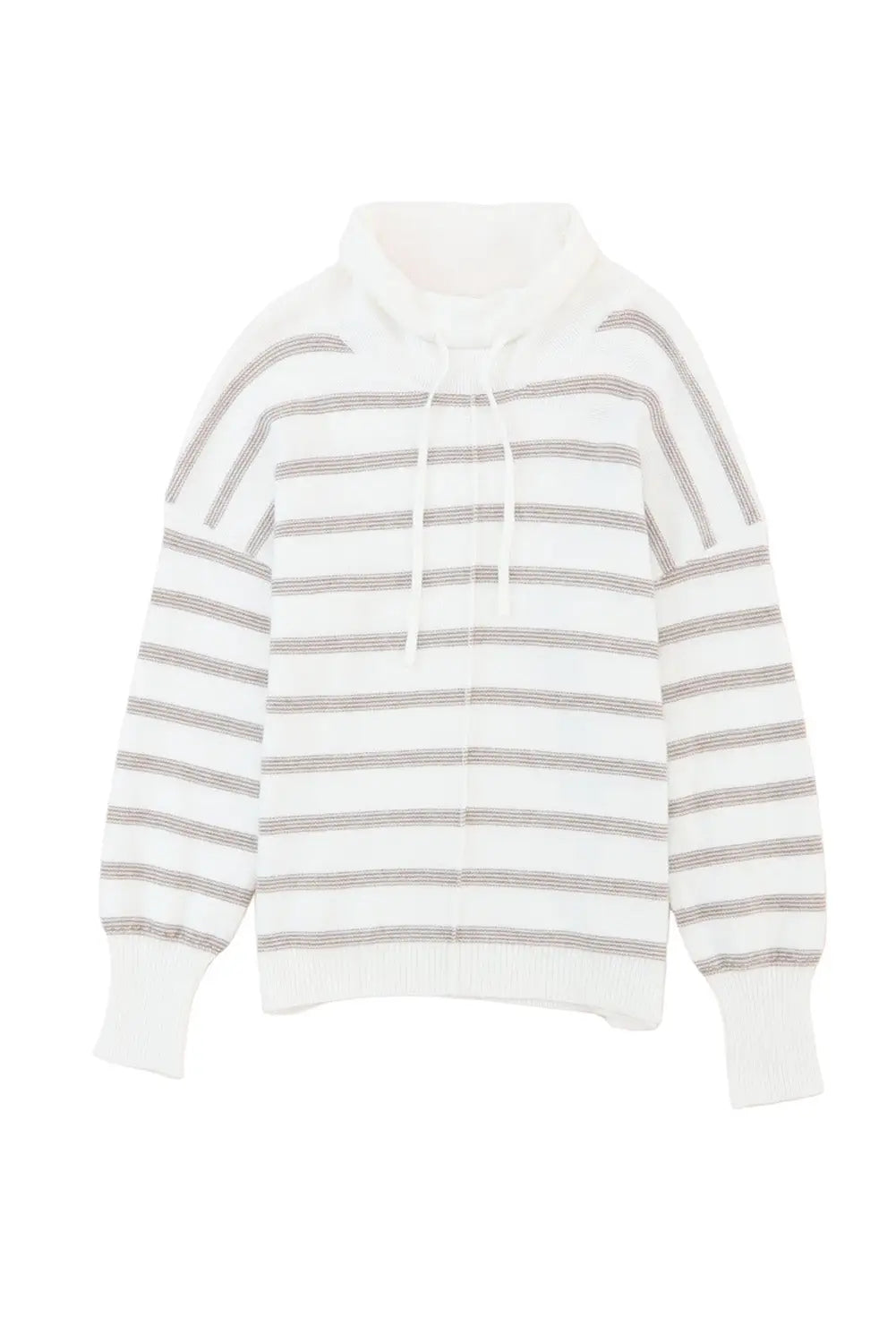 Cowl neck striped print drop shoulder sweater - sweaters & cardigans