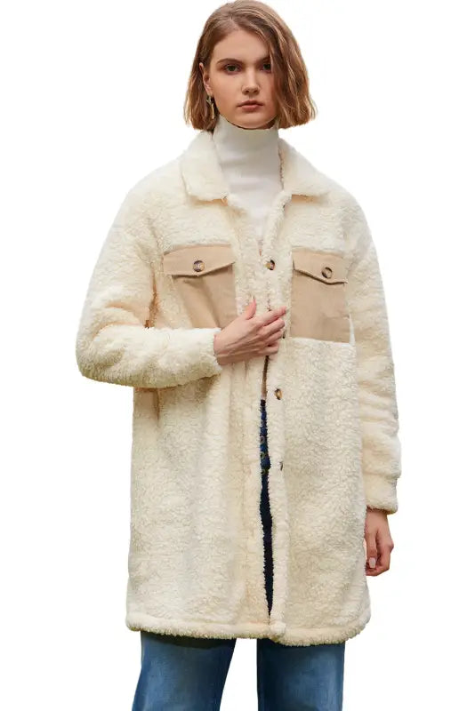 Cozy beige teddy coat - soft sherpa | fashionfitz