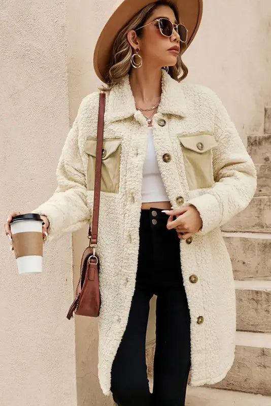 Cozy beige teddy coat - soft sherpa | fashionfitz