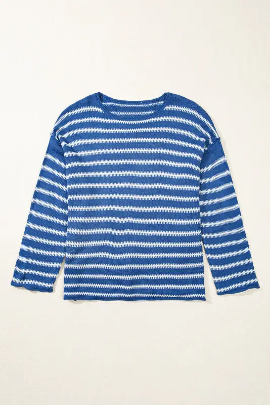 Cozy blue stripe plus-size sweater | comfort & style