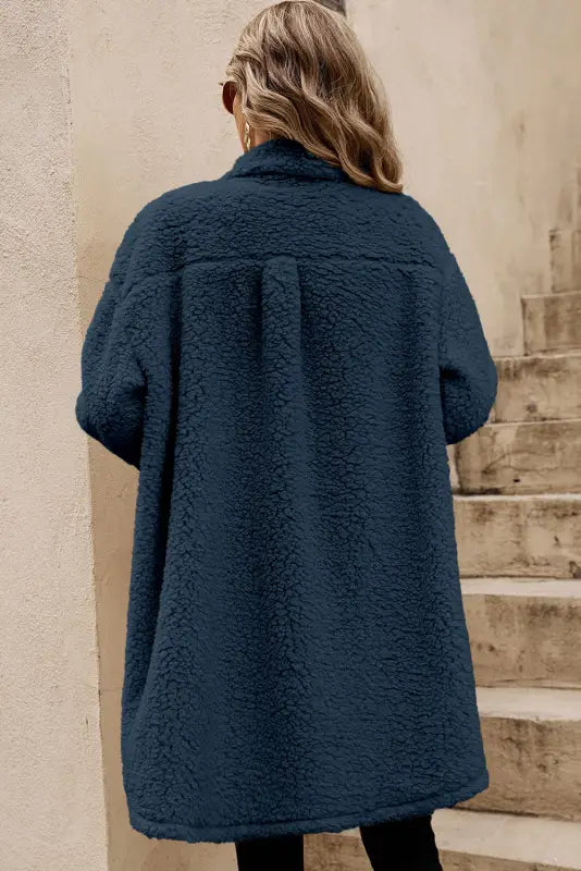 Cozy blue teddy coat - soft & modern | fashionfitz