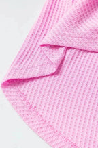 Bonbon Waffle Knit Exposed Seam High Low Top - Fashionfitz