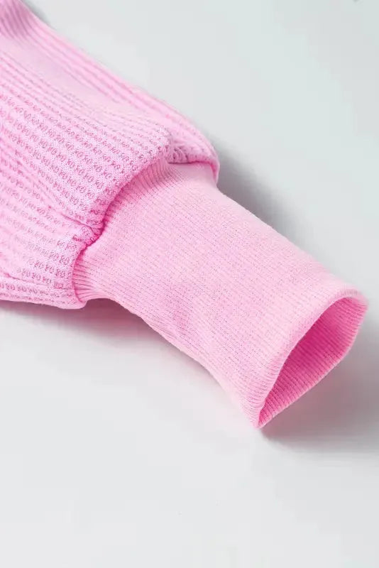 Bonbon Waffle Knit Exposed Seam High Low Top - Fashionfitz