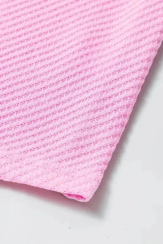 Bonbon Waffle Knit Exposed Seam High Low Top - Fashionfitz